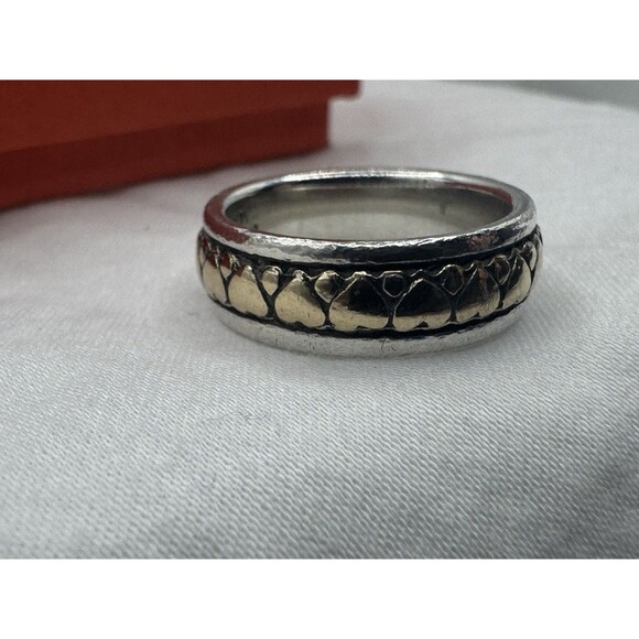 James Avery Retired 14k Gold Sterling Silver Eternal Heart To Heart Ring Sz 5 - Picture 3 of 9